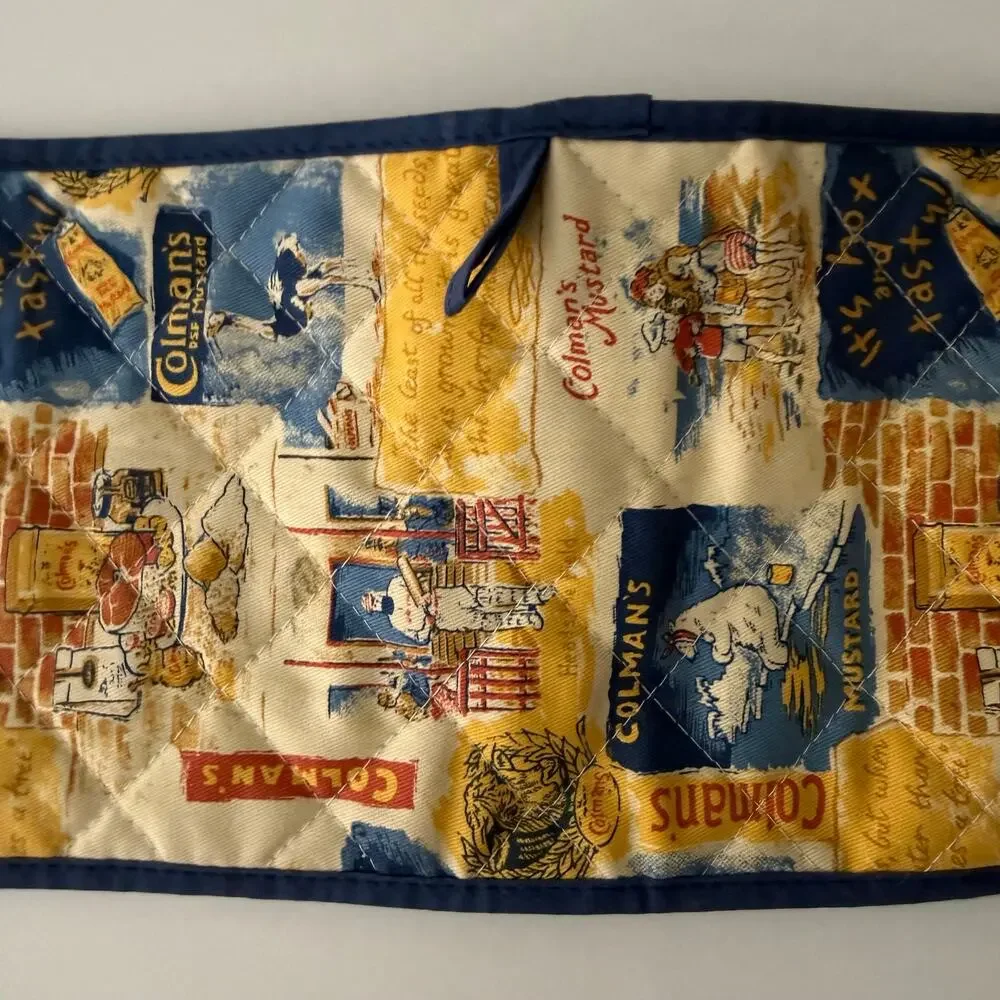 Vintage Colman’s Mustard Quilted Oven Mitts Double Ended Pot Holder